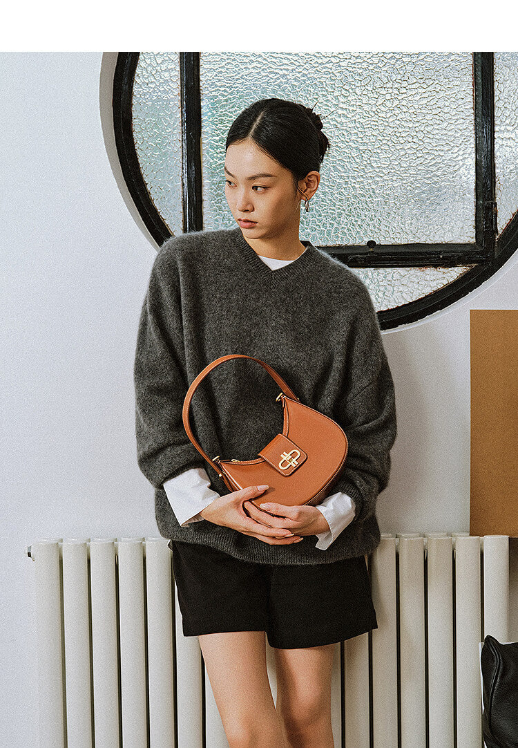Cowhide envelope bag, crossbody women's bag
