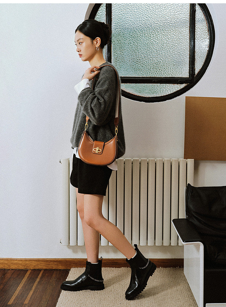 Cowhide envelope bag, crossbody women's bag