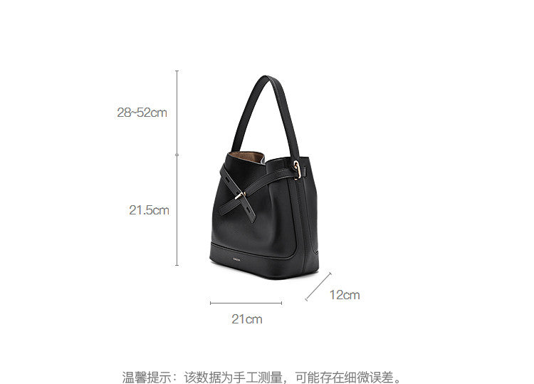 Cowhide bucket bag, shoulder bag, women's bag